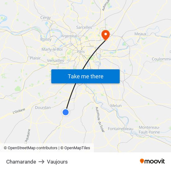Chamarande to Vaujours map