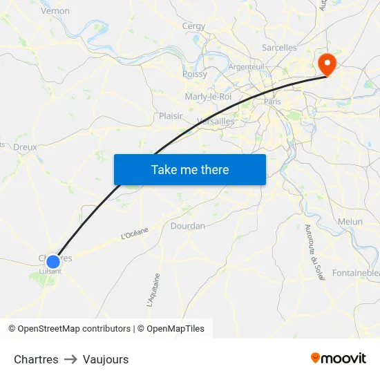 Chartres to Vaujours map
