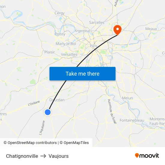 Chatignonville to Vaujours map