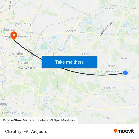 Chauffry to Vaujours map