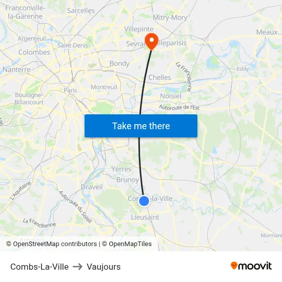 Combs-La-Ville to Vaujours map