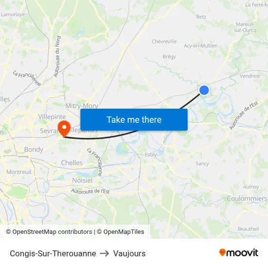 Congis-Sur-Therouanne to Vaujours map