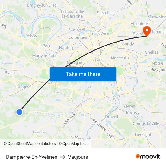 Dampierre-En-Yvelines to Vaujours map