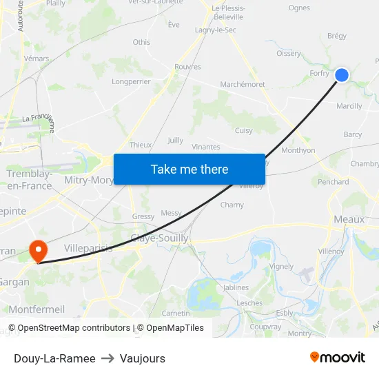 Douy-La-Ramee to Vaujours map