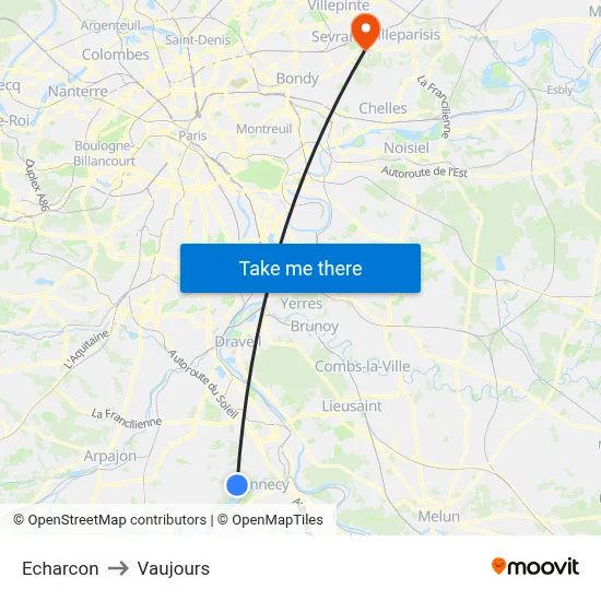 Echarcon to Vaujours map