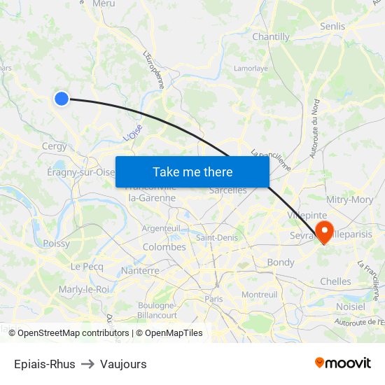 Epiais-Rhus to Vaujours map