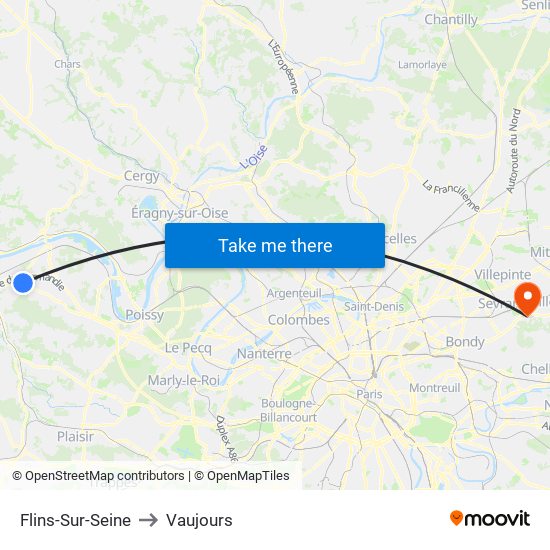 Flins-Sur-Seine to Vaujours map