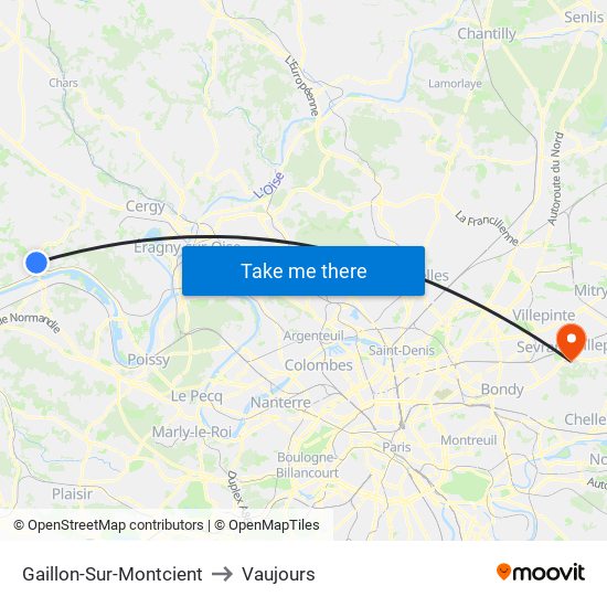 Gaillon-Sur-Montcient to Vaujours map