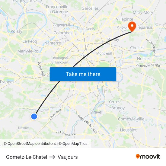 Gometz-Le-Chatel to Vaujours map