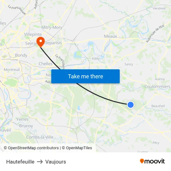 Hautefeuille to Vaujours map