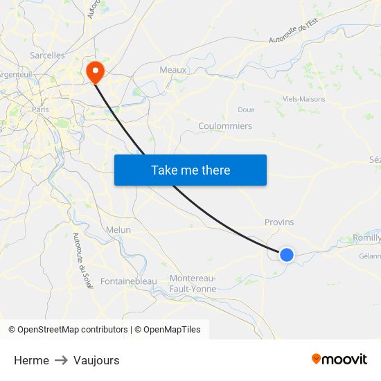 Herme to Vaujours map