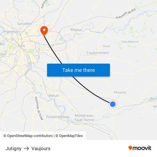 Jutigny to Vaujours map