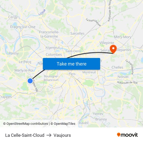 La Celle-Saint-Cloud to Vaujours map