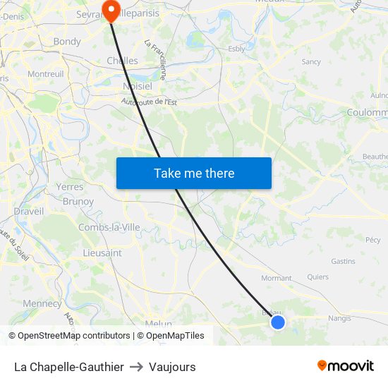 La Chapelle-Gauthier to Vaujours map