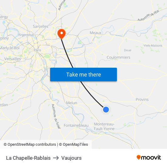 La Chapelle-Rablais to Vaujours map