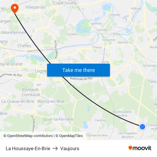 La Houssaye-En-Brie to Vaujours map