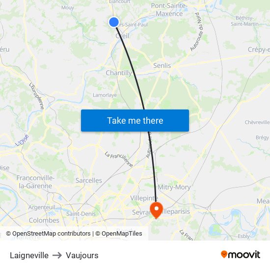 Laigneville to Vaujours map