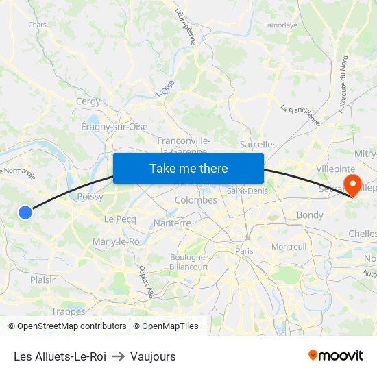 Les Alluets-Le-Roi to Vaujours map