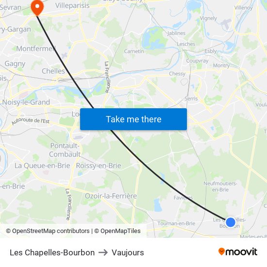 Les Chapelles-Bourbon to Vaujours map