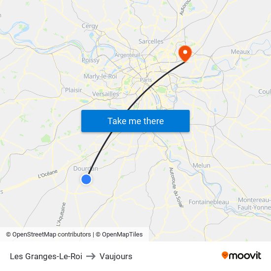 Les Granges-Le-Roi to Vaujours map