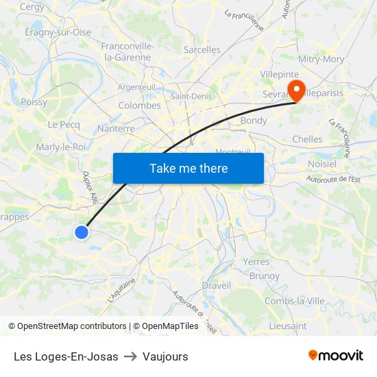 Les Loges-En-Josas to Vaujours map