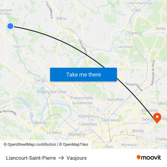 Liancourt-Saint-Pierre to Vaujours map