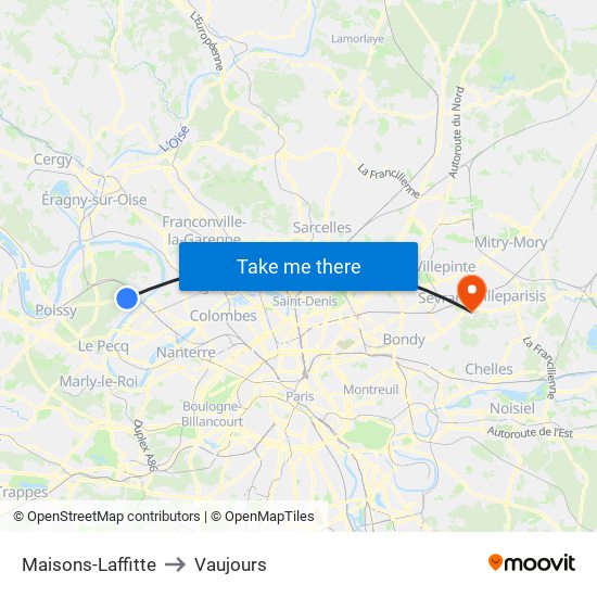 Maisons-Laffitte to Vaujours map