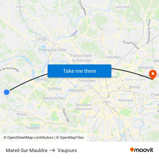 Mareil-Sur-Mauldre to Vaujours map