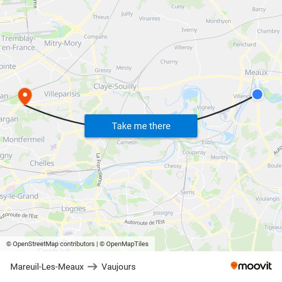 Mareuil-Les-Meaux to Vaujours map