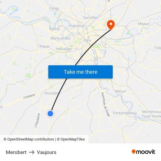 Merobert to Vaujours map