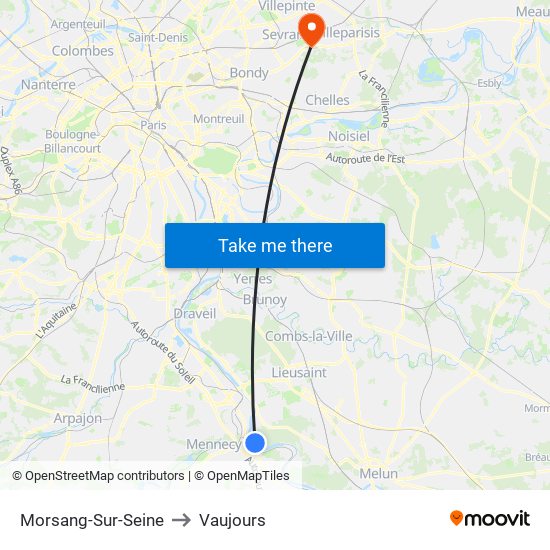 Morsang-Sur-Seine to Vaujours map