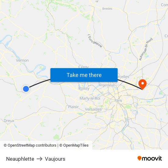 Neauphlette to Vaujours map