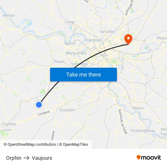 Orphin to Vaujours map