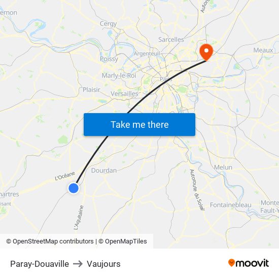 Paray-Douaville to Vaujours map