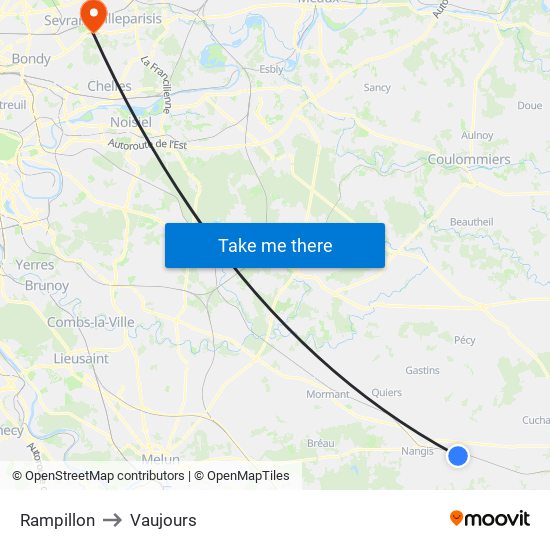 Rampillon to Vaujours map