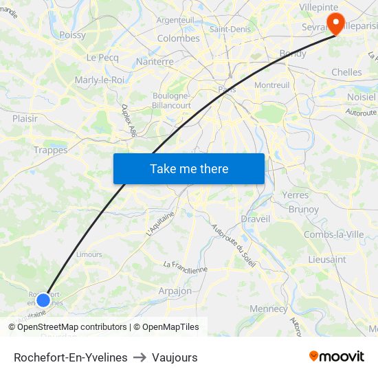 Rochefort-En-Yvelines to Vaujours map
