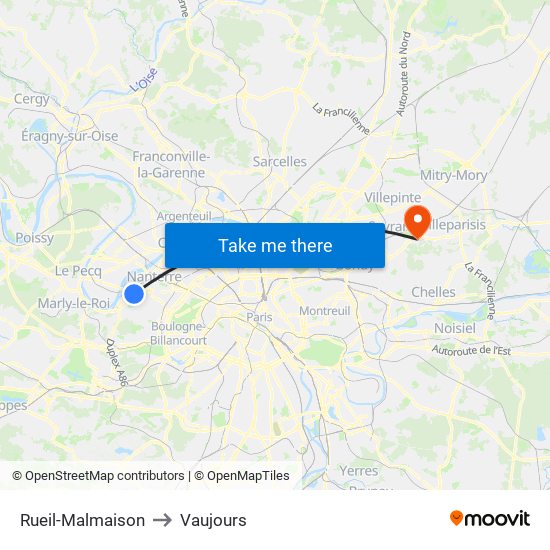 Rueil-Malmaison to Vaujours map