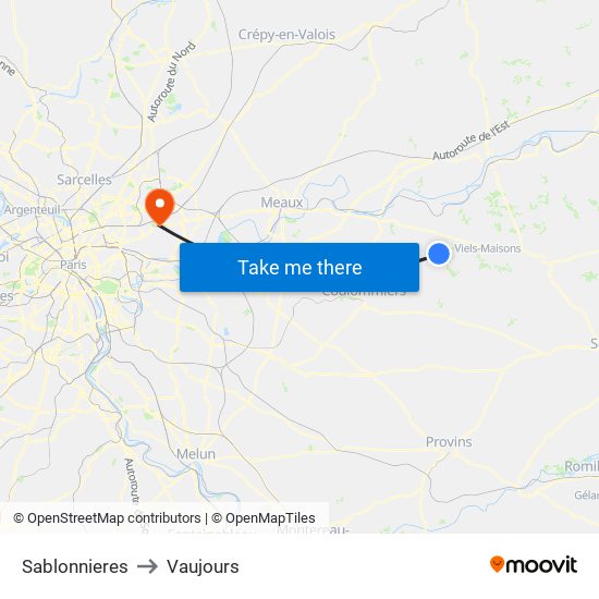 Sablonnieres to Vaujours map