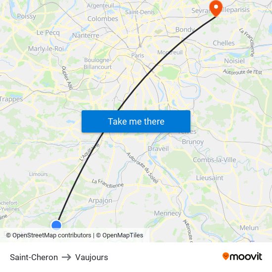 Saint-Cheron to Vaujours map