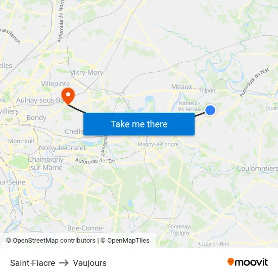 Saint-Fiacre to Vaujours map