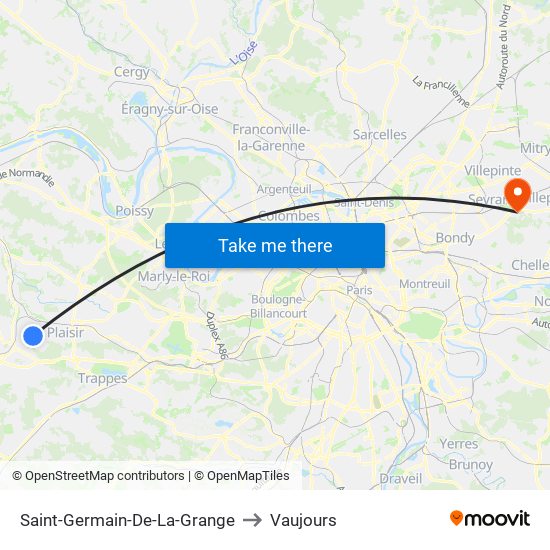 Saint-Germain-De-La-Grange to Vaujours map