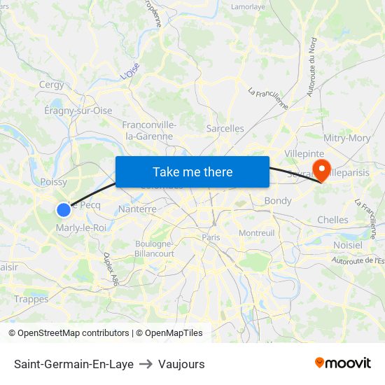 Saint-Germain-En-Laye to Vaujours map