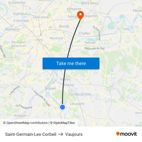 Saint-Germain-Les-Corbeil to Vaujours map