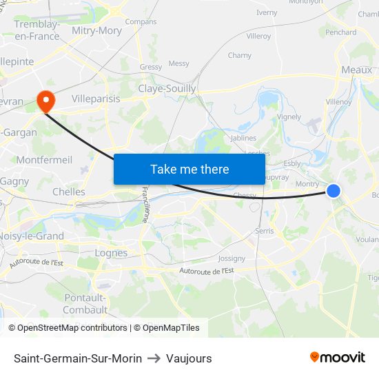 Saint-Germain-Sur-Morin to Vaujours map