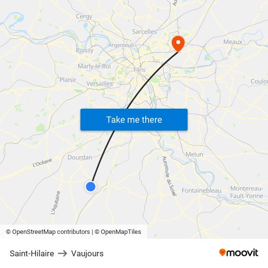 Saint-Hilaire to Vaujours map