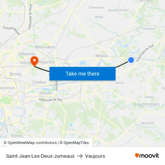 Saint-Jean-Les-Deux-Jumeaux to Vaujours map