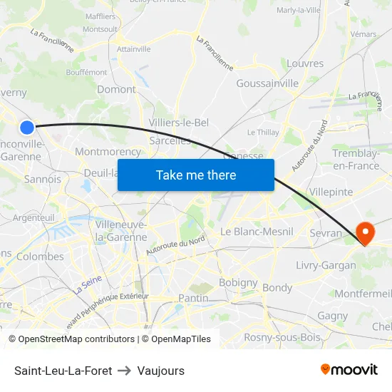 Saint-Leu-La-Foret to Vaujours map