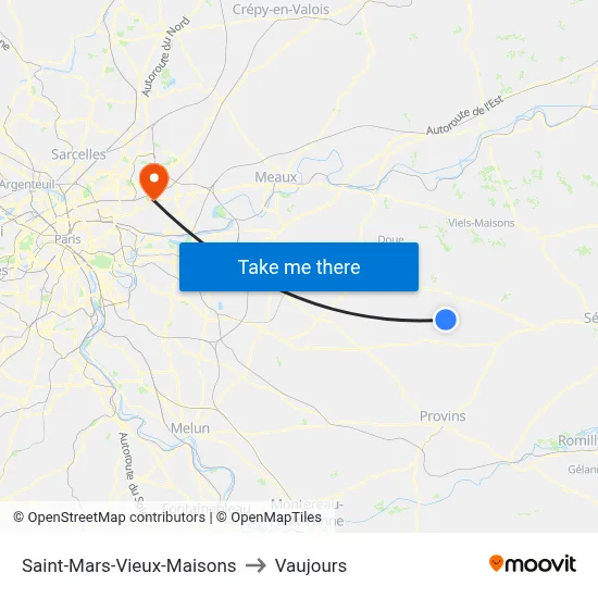 Saint-Mars-Vieux-Maisons to Vaujours map