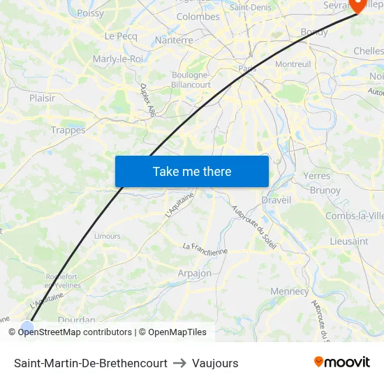 Saint-Martin-De-Brethencourt to Vaujours map