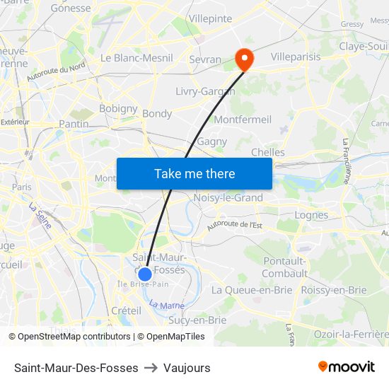 Saint-Maur-Des-Fosses to Vaujours map